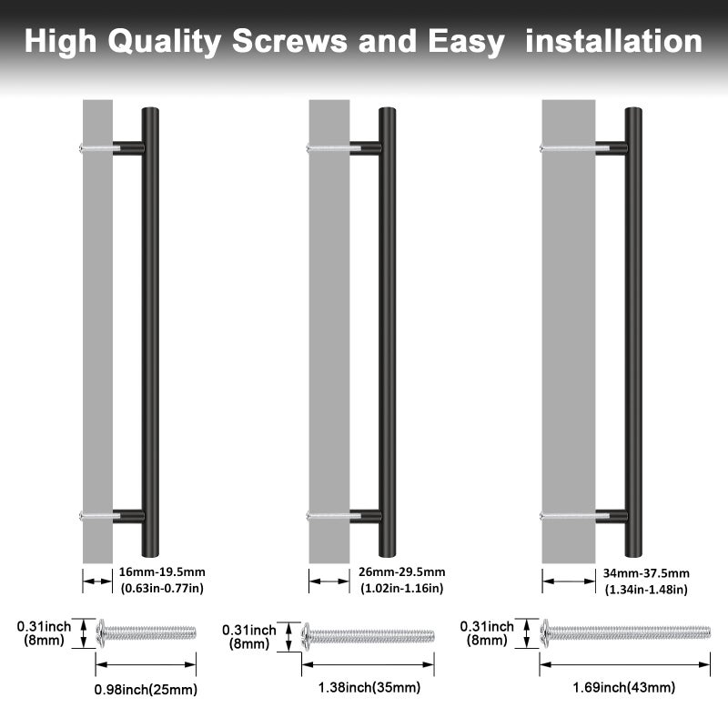 Probrico 25 Pack Hole Centers 10inch Matte Black Kitchen Cabinet Pulls, Stainless Steel Dresser Drawer Handles, 12.6inch Length Pull Handle for Cabinets and Closets - Image 4